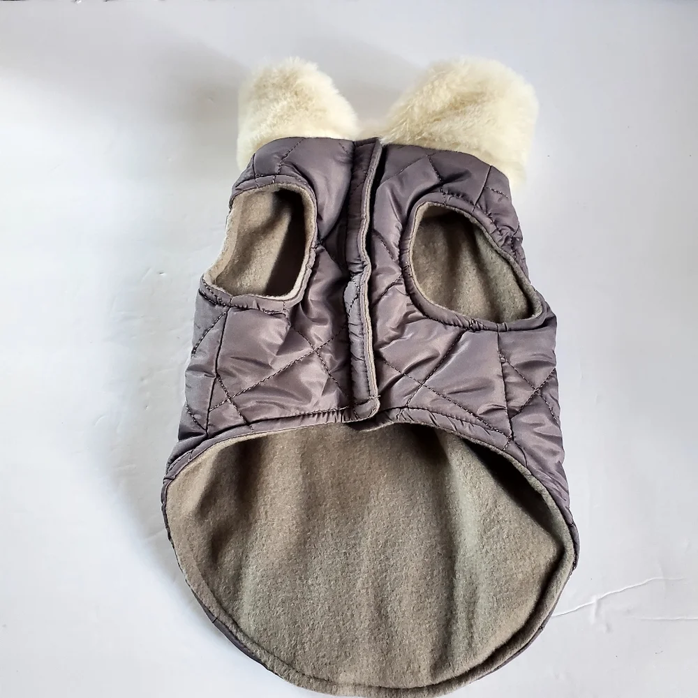 Luxurious Gray Quilted Dog Coat Size Medium